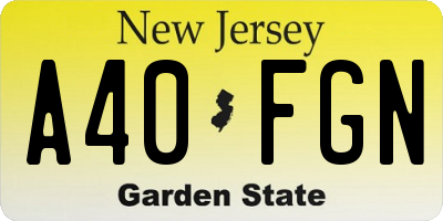 NJ license plate A40FGN
