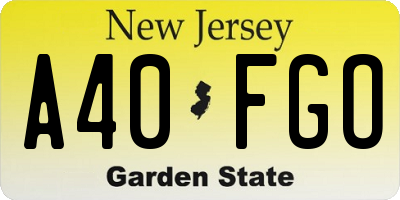 NJ license plate A40FGO