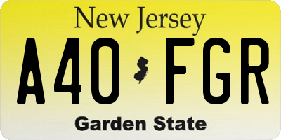 NJ license plate A40FGR