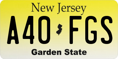 NJ license plate A40FGS