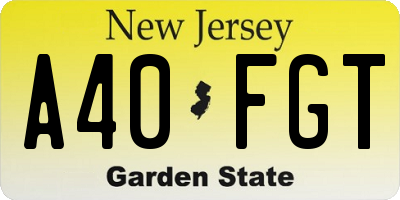 NJ license plate A40FGT