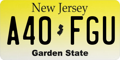 NJ license plate A40FGU