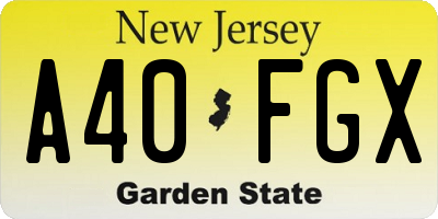 NJ license plate A40FGX