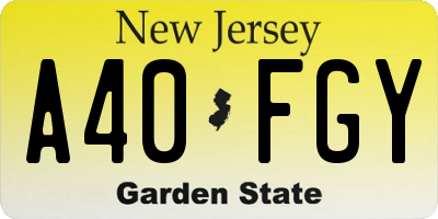 NJ license plate A40FGY