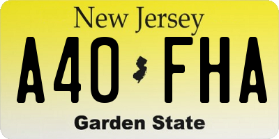 NJ license plate A40FHA
