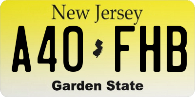 NJ license plate A40FHB