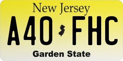 NJ license plate A40FHC