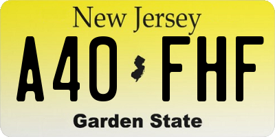 NJ license plate A40FHF