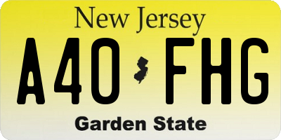 NJ license plate A40FHG