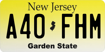 NJ license plate A40FHM