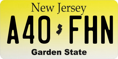 NJ license plate A40FHN