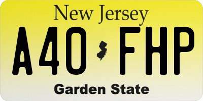 NJ license plate A40FHP