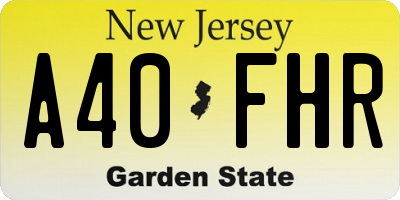 NJ license plate A40FHR