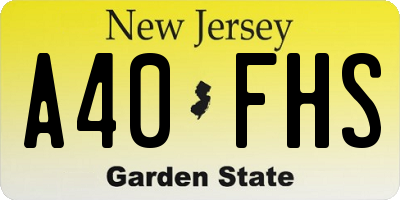 NJ license plate A40FHS