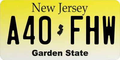 NJ license plate A40FHW