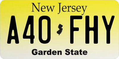 NJ license plate A40FHY