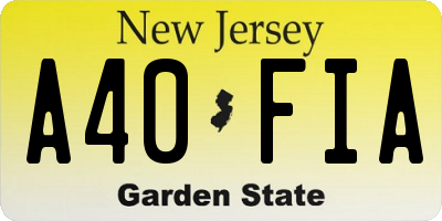 NJ license plate A40FIA