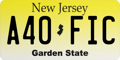 NJ license plate A40FIC