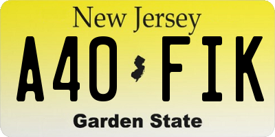 NJ license plate A40FIK