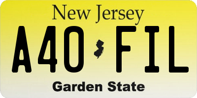 NJ license plate A40FIL