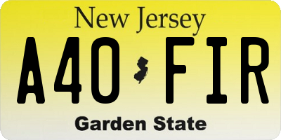 NJ license plate A40FIR