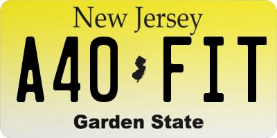 NJ license plate A40FIT