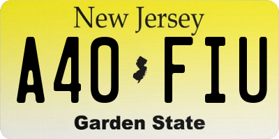 NJ license plate A40FIU