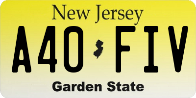 NJ license plate A40FIV