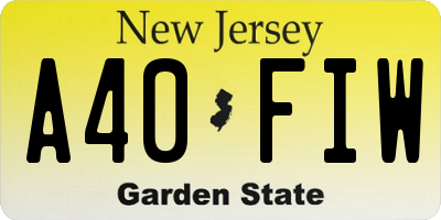 NJ license plate A40FIW