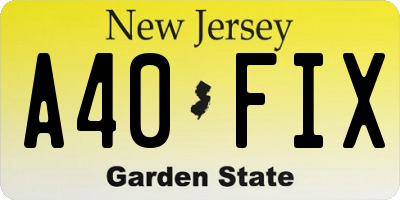 NJ license plate A40FIX