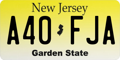 NJ license plate A40FJA