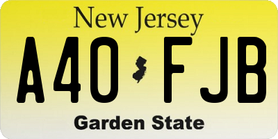NJ license plate A40FJB