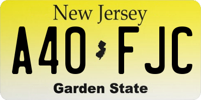 NJ license plate A40FJC