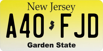 NJ license plate A40FJD