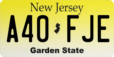 NJ license plate A40FJE