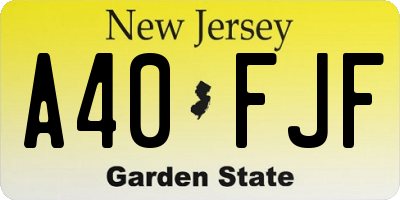 NJ license plate A40FJF