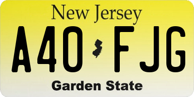 NJ license plate A40FJG