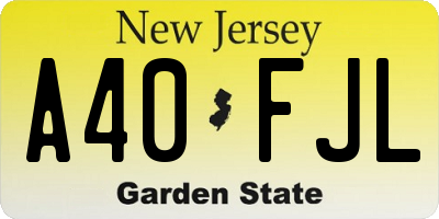 NJ license plate A40FJL