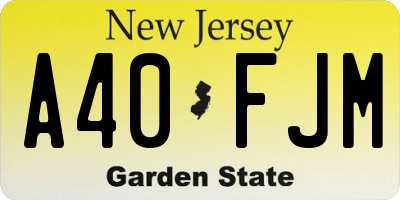NJ license plate A40FJM