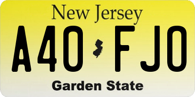 NJ license plate A40FJO