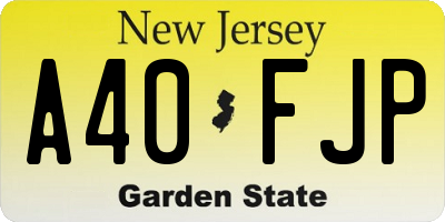 NJ license plate A40FJP