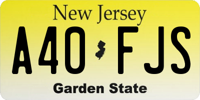 NJ license plate A40FJS