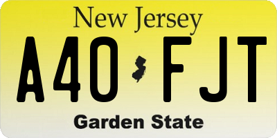 NJ license plate A40FJT