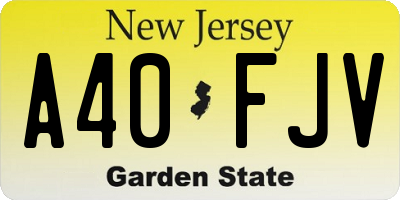 NJ license plate A40FJV