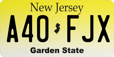 NJ license plate A40FJX