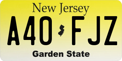 NJ license plate A40FJZ