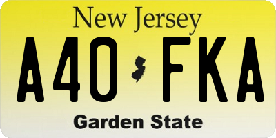 NJ license plate A40FKA