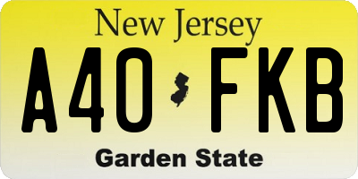 NJ license plate A40FKB