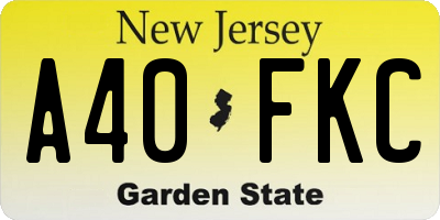 NJ license plate A40FKC