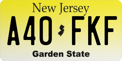 NJ license plate A40FKF